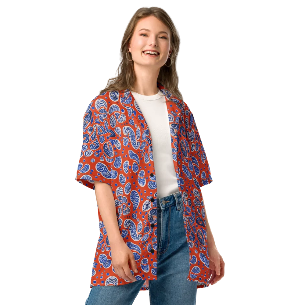 Crimson Tide Mosaic on Button Shirt — Front