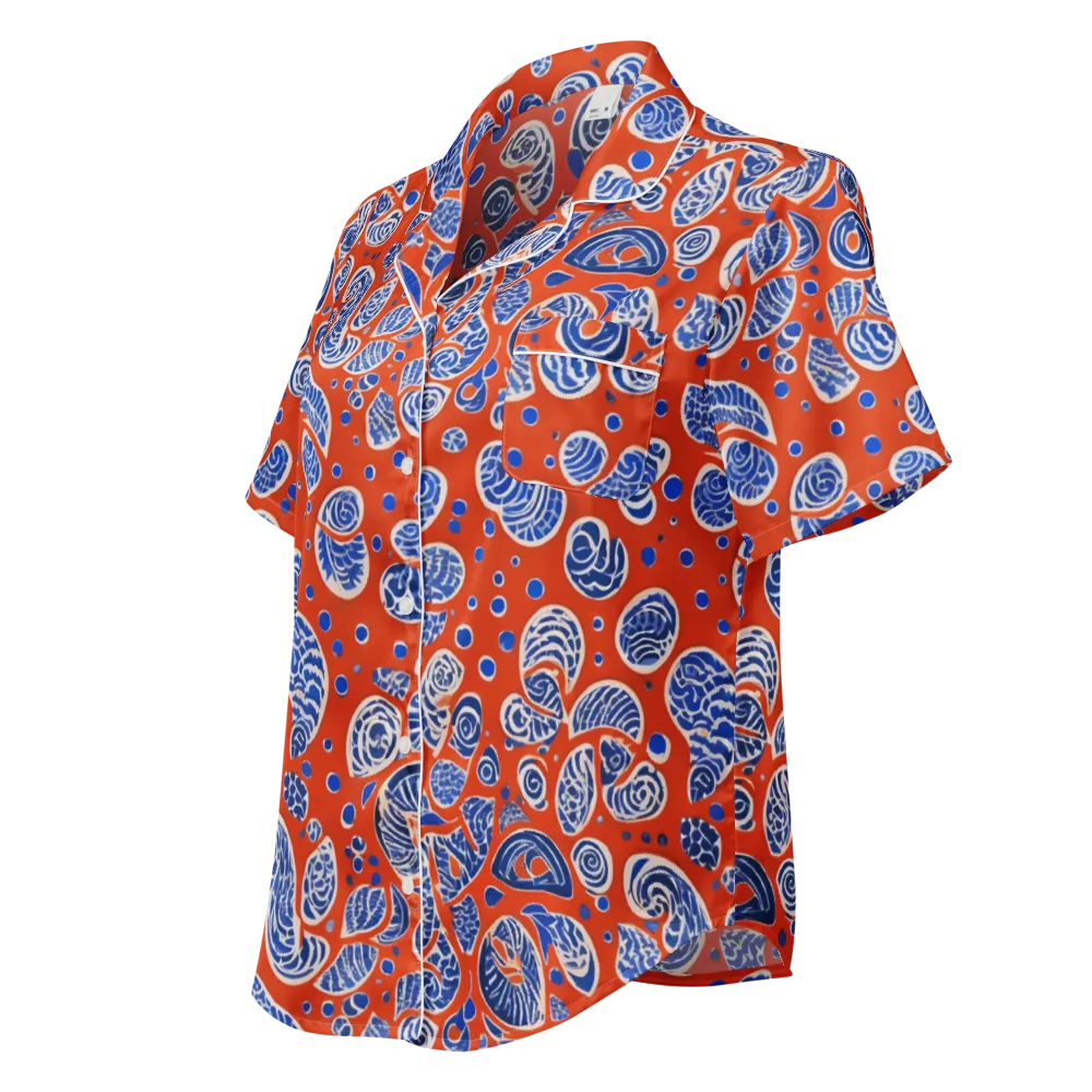Crimson Tide Mosaic on Women's Short Sleeve Pajama Top — Left Front