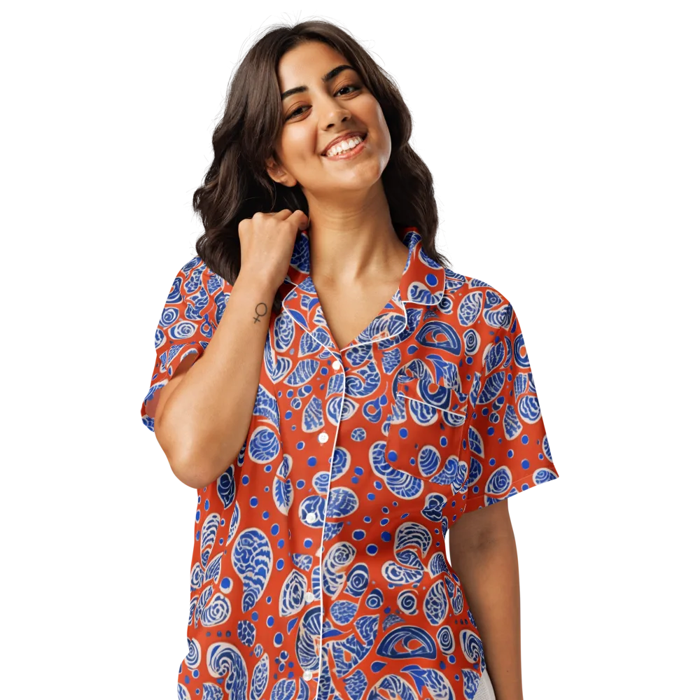 Crimson Tide Mosaic on Women's Short Sleeve Pajama Top — Front