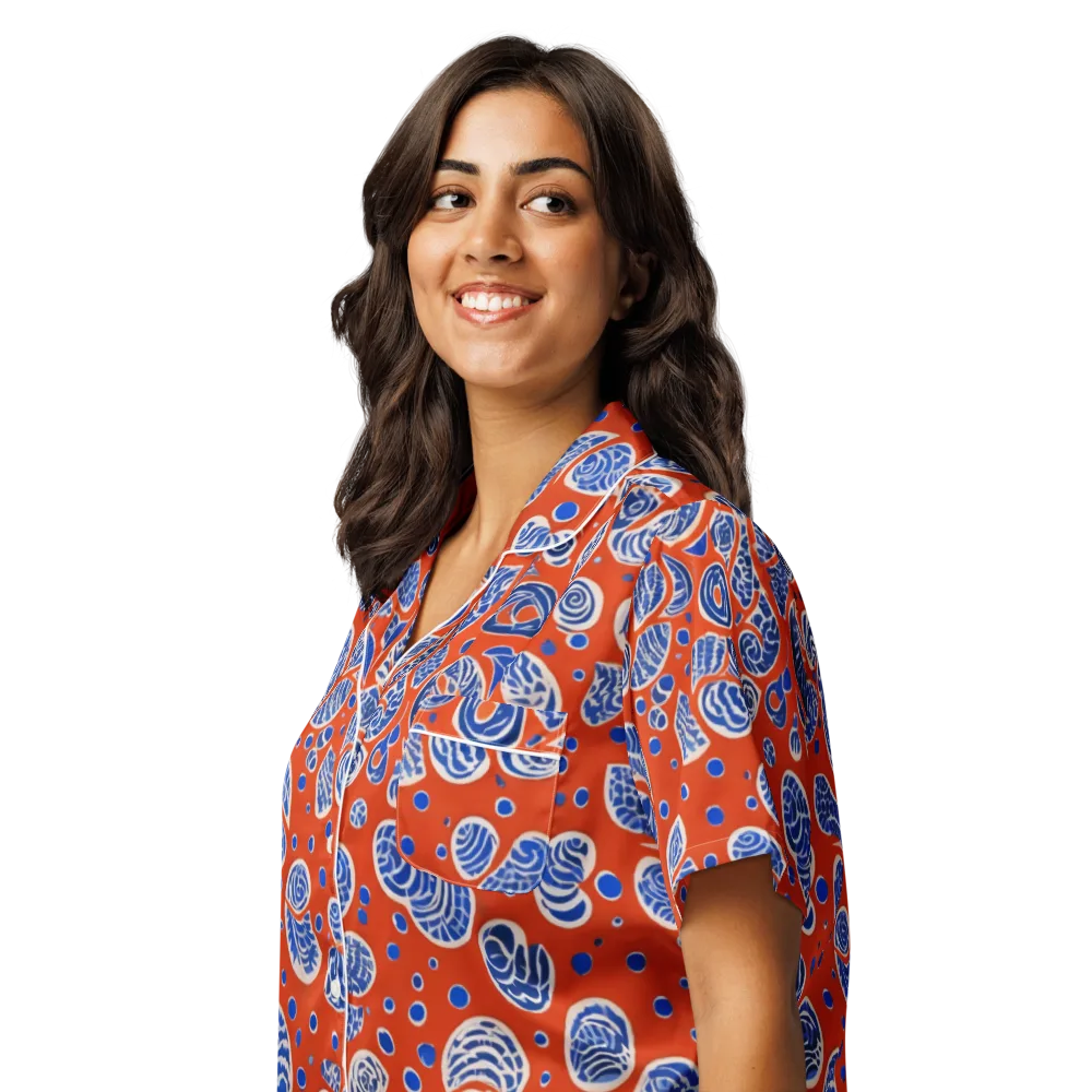 Crimson Tide Mosaic on Women's Short Sleeve Pajama Top — Left Front