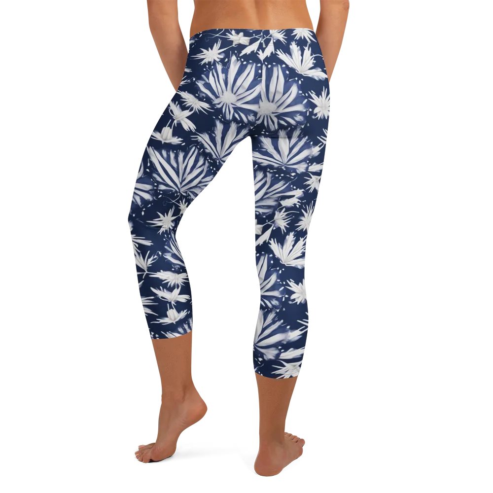 Moonlit Chrysanthemum on Capri Leggings — Back