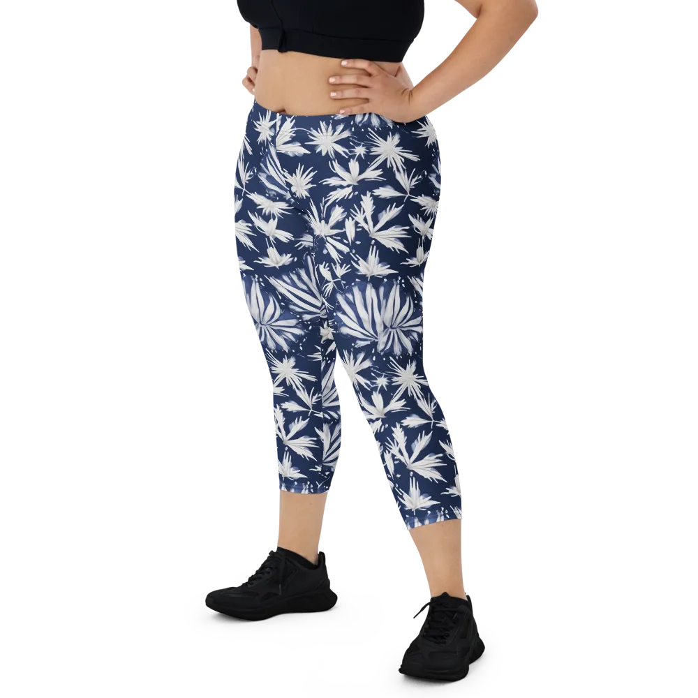 Moonlit Chrysanthemum on Capri Leggings — Front