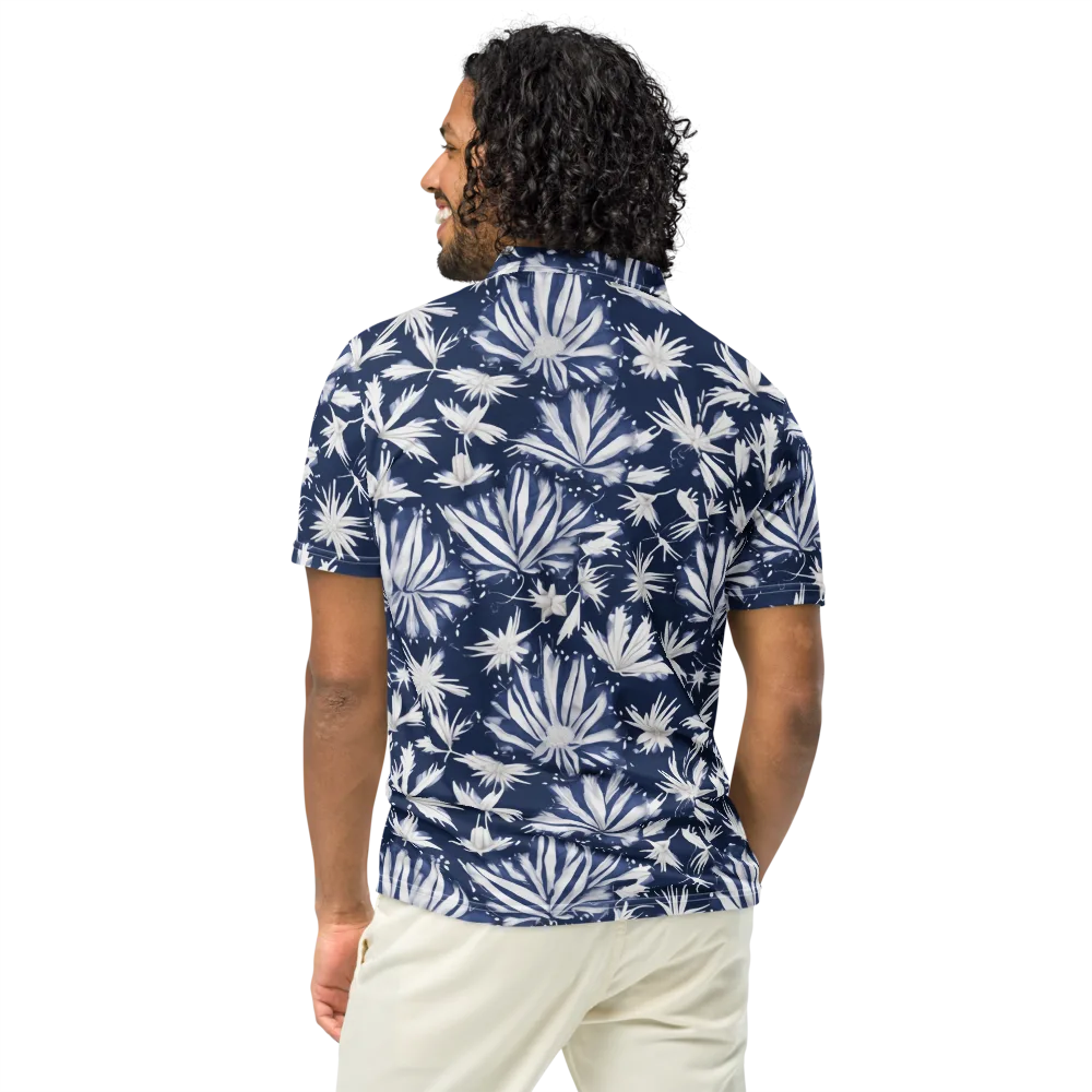 Moonlit Chrysanthemum on Men's Slim Fit Polo Shirt — Back