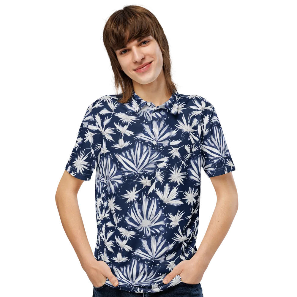 Moonlit Chrysanthemum on Men's Slim Fit Polo Shirt — Front