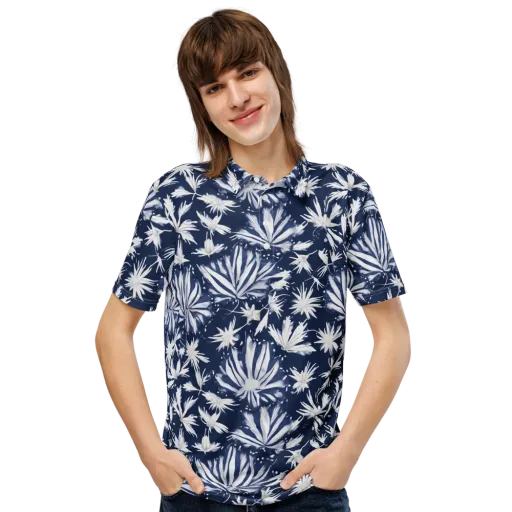 Moonlit Chrysanthemum on a Men's Slim Fit Polo Shirt