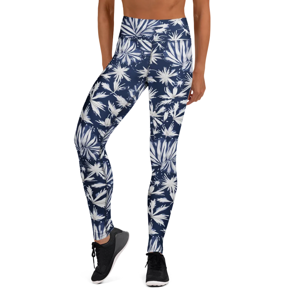 Moonlit Chrysanthemum on Yoga Leggings — Front