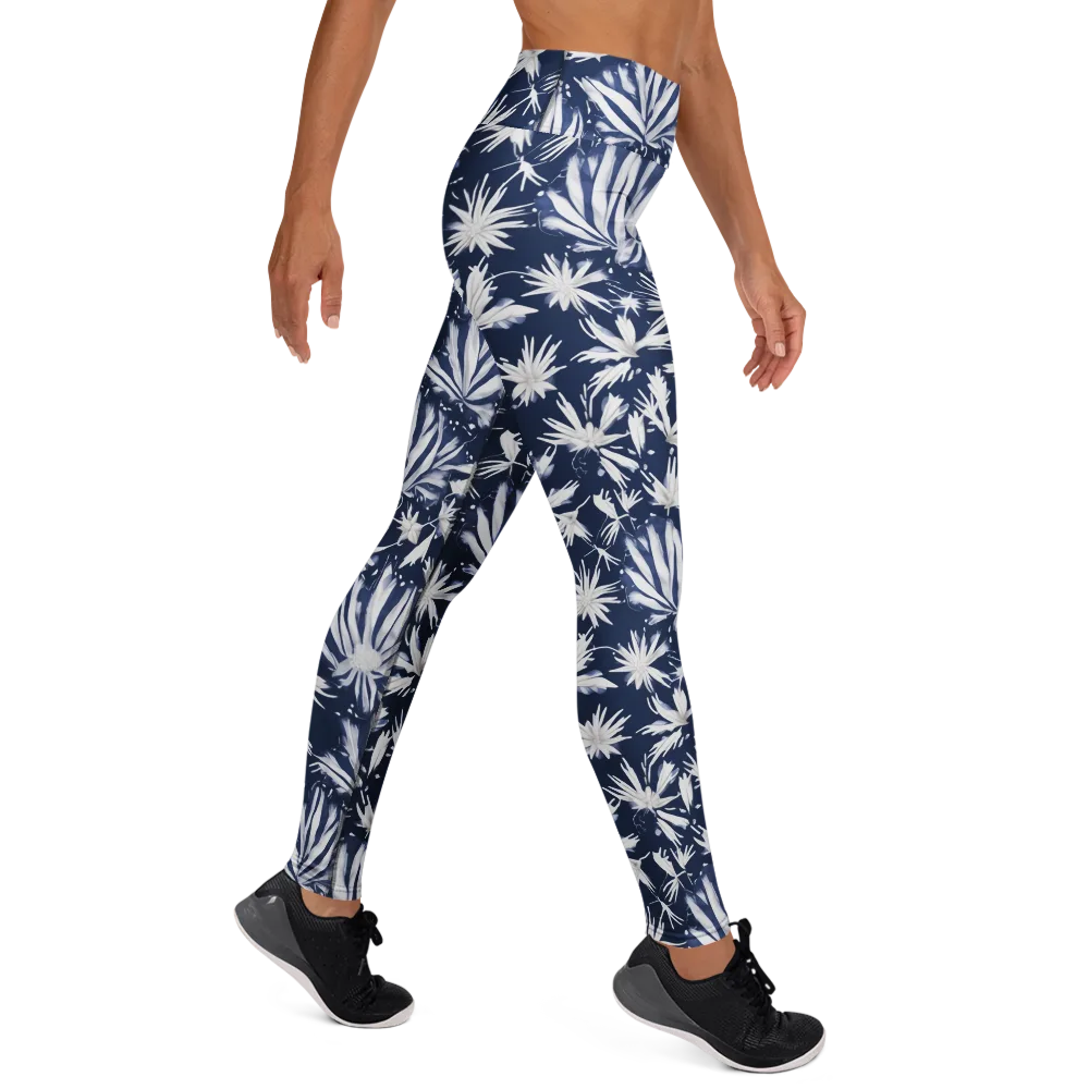 Moonlit Chrysanthemum on Yoga Leggings — Right