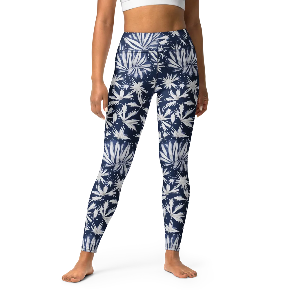 Moonlit Chrysanthemum on Yoga Leggings — Front