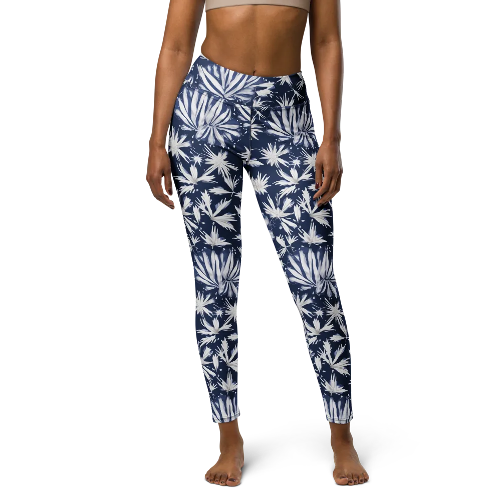 Moonlit Chrysanthemum on Yoga Leggings — Front