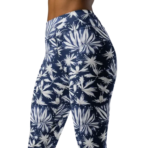 Moonlit Chrysanthemum on a Yoga Leggings