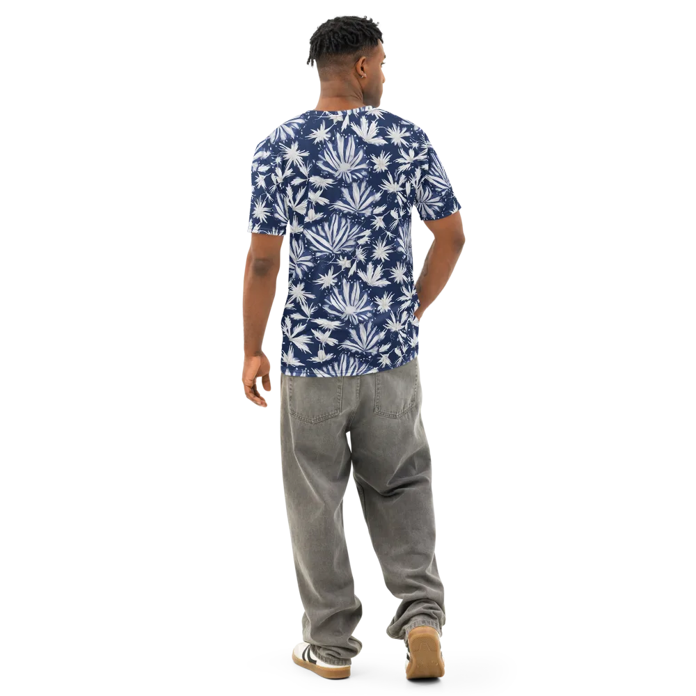 Moonlit Chrysanthemum on Men's Cotton Crew Neck T-Shirt — Back
