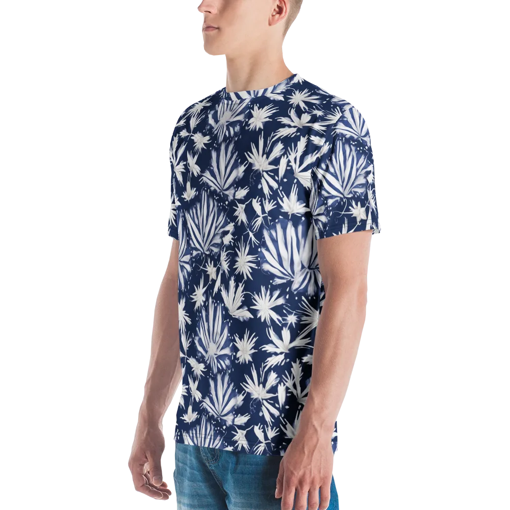 Moonlit Chrysanthemum on Men's Crew Neck T-Shirt — Left