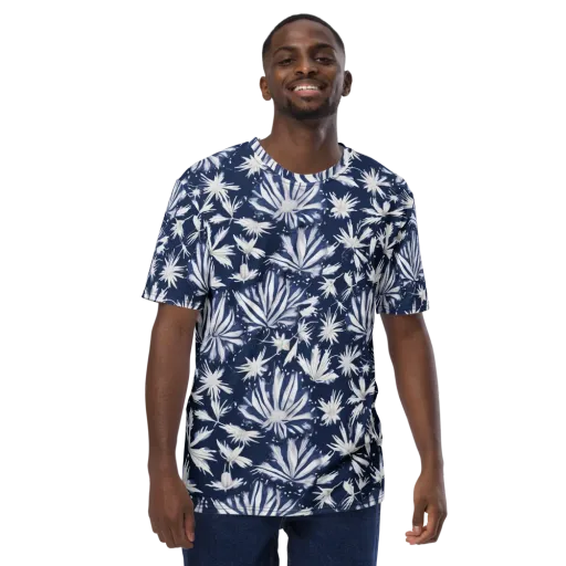 Moonlit Chrysanthemum on a Men's Crew Neck T-Shirt