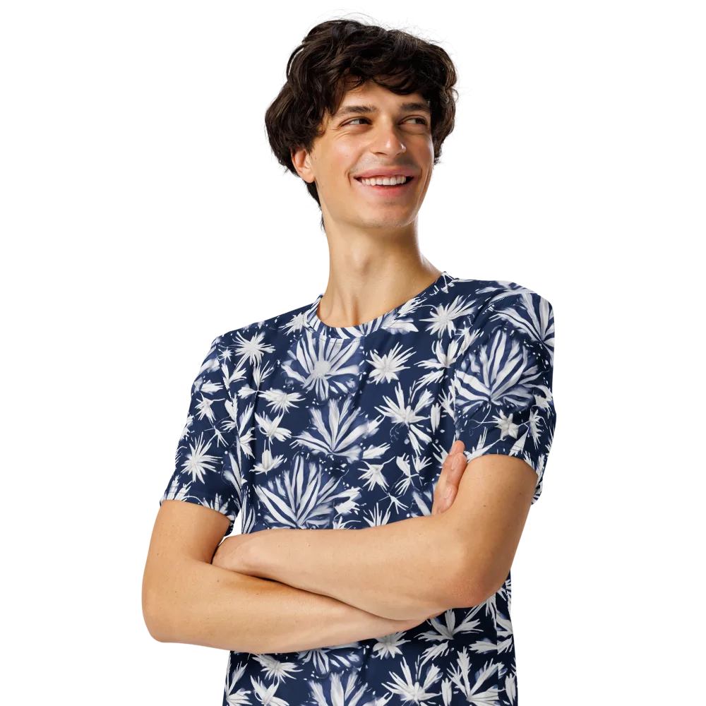 Moonlit Chrysanthemum on Men's Crew Neck T-Shirt — Left Front