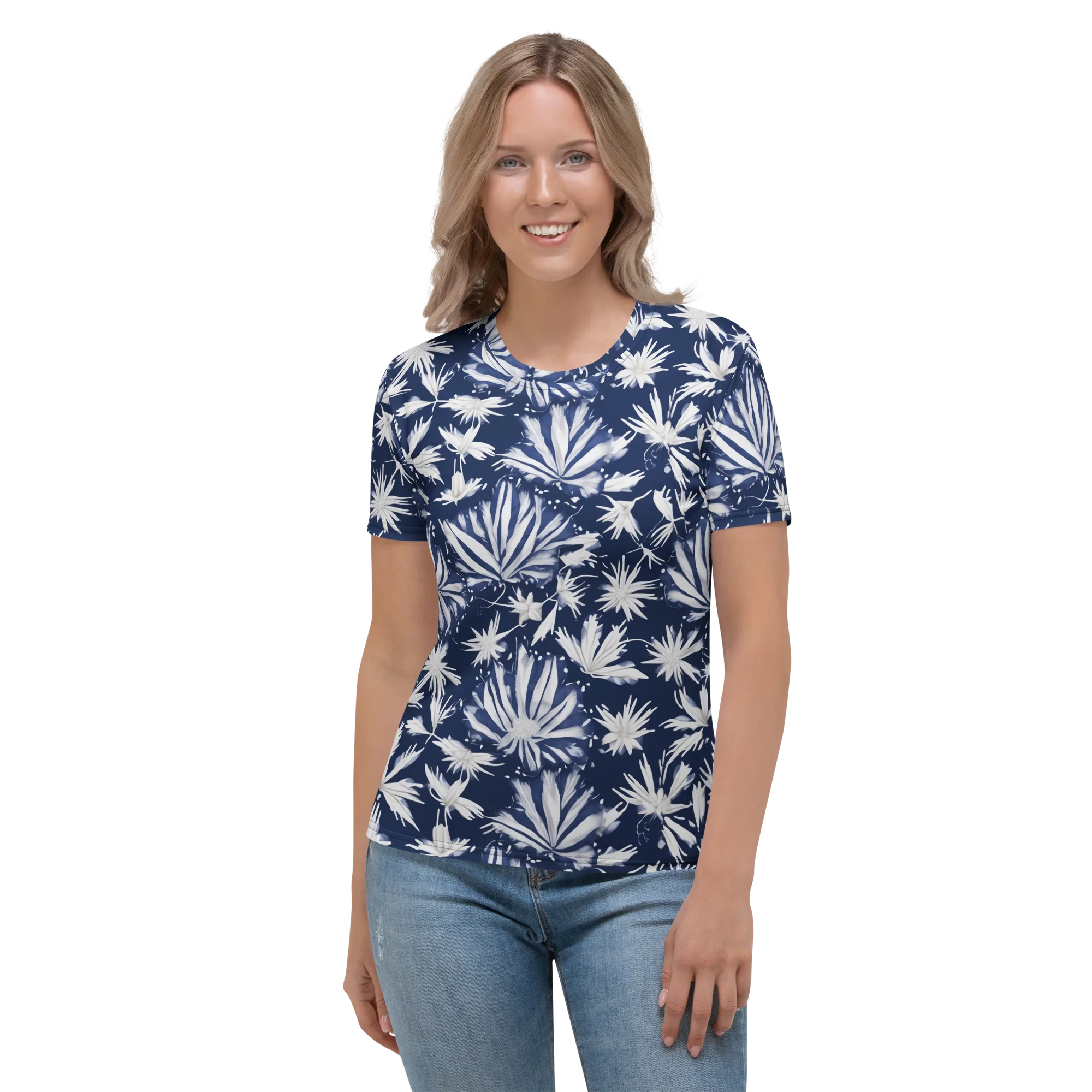 Moonlit Chrysanthemum on Women's Crew Neck T-Shirt — Front
