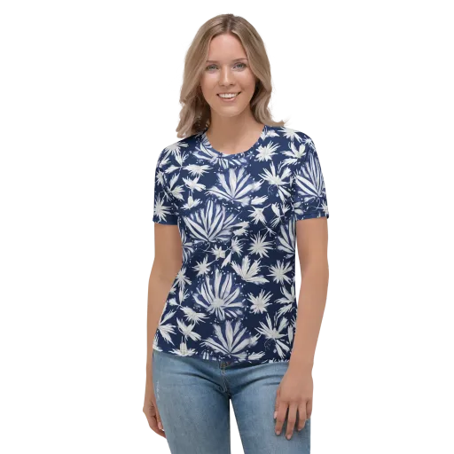 Moonlit Chrysanthemum on a Women's Crew Neck T-Shirt