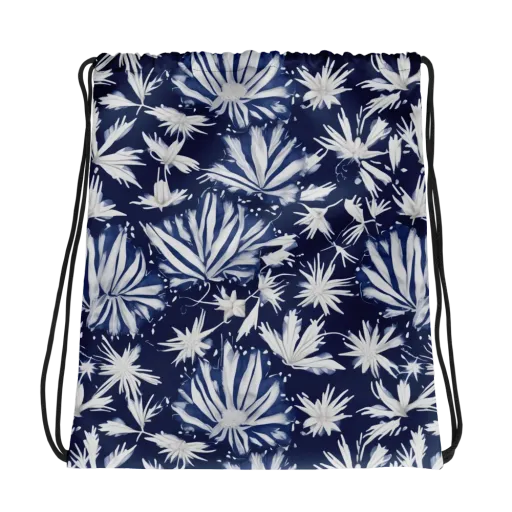 Moonlit Chrysanthemum on a Drawstring Bag