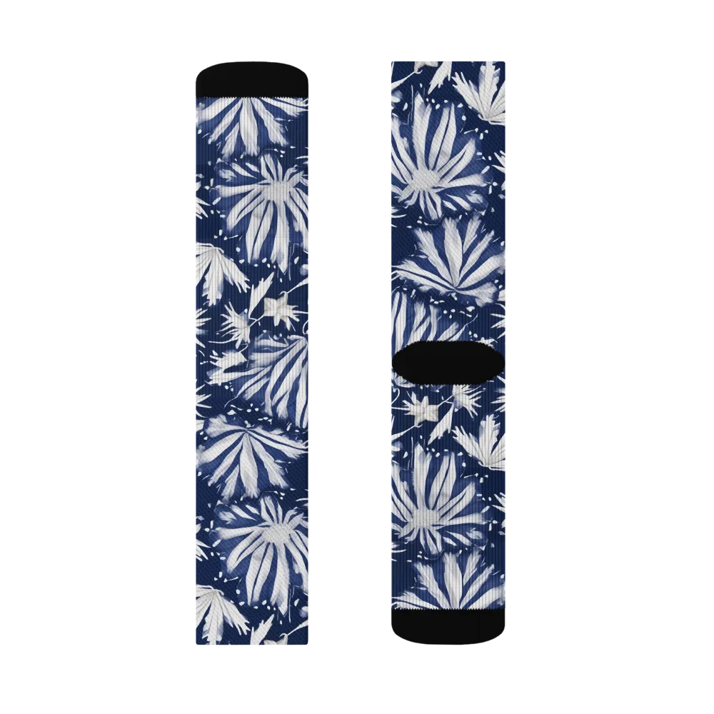 Moonlit Chrysanthemum on Socks — Right Sock