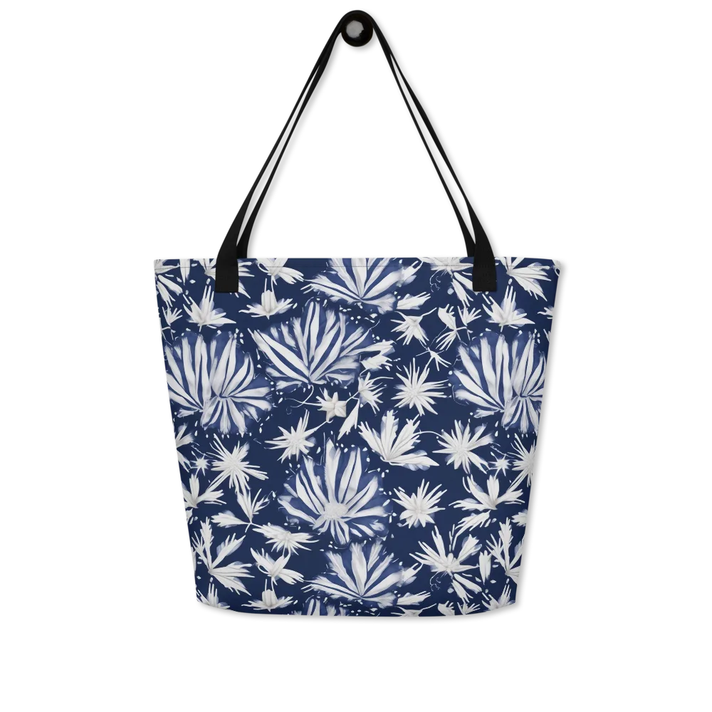 Moonlit Chrysanthemum on Large Tote Bag W/ Pocket — Front