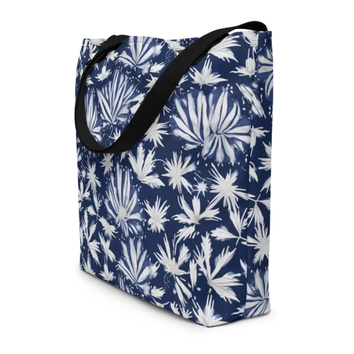 Moonlit Chrysanthemum on a Large Tote Bag W/ Pocket
