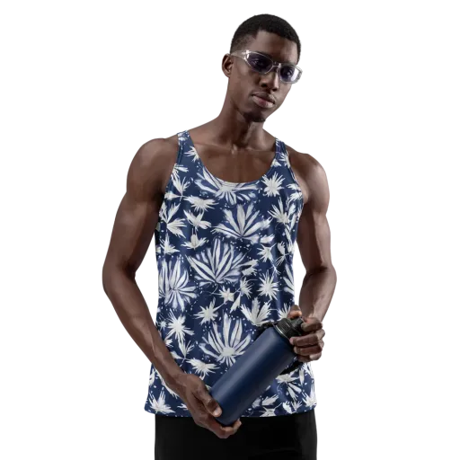 Moonlit Chrysanthemum on a Men's Tank Top
