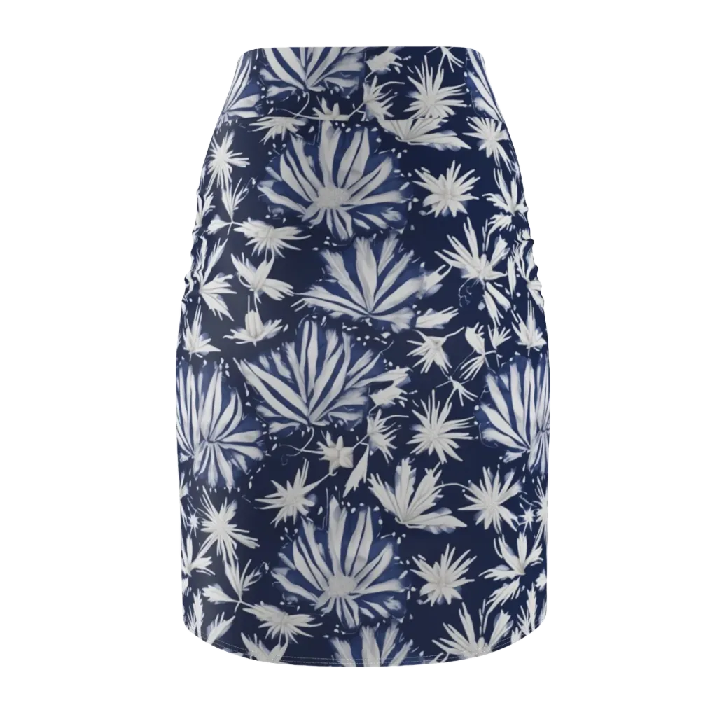 Moonlit Chrysanthemum on Pencil Skirt — Back
