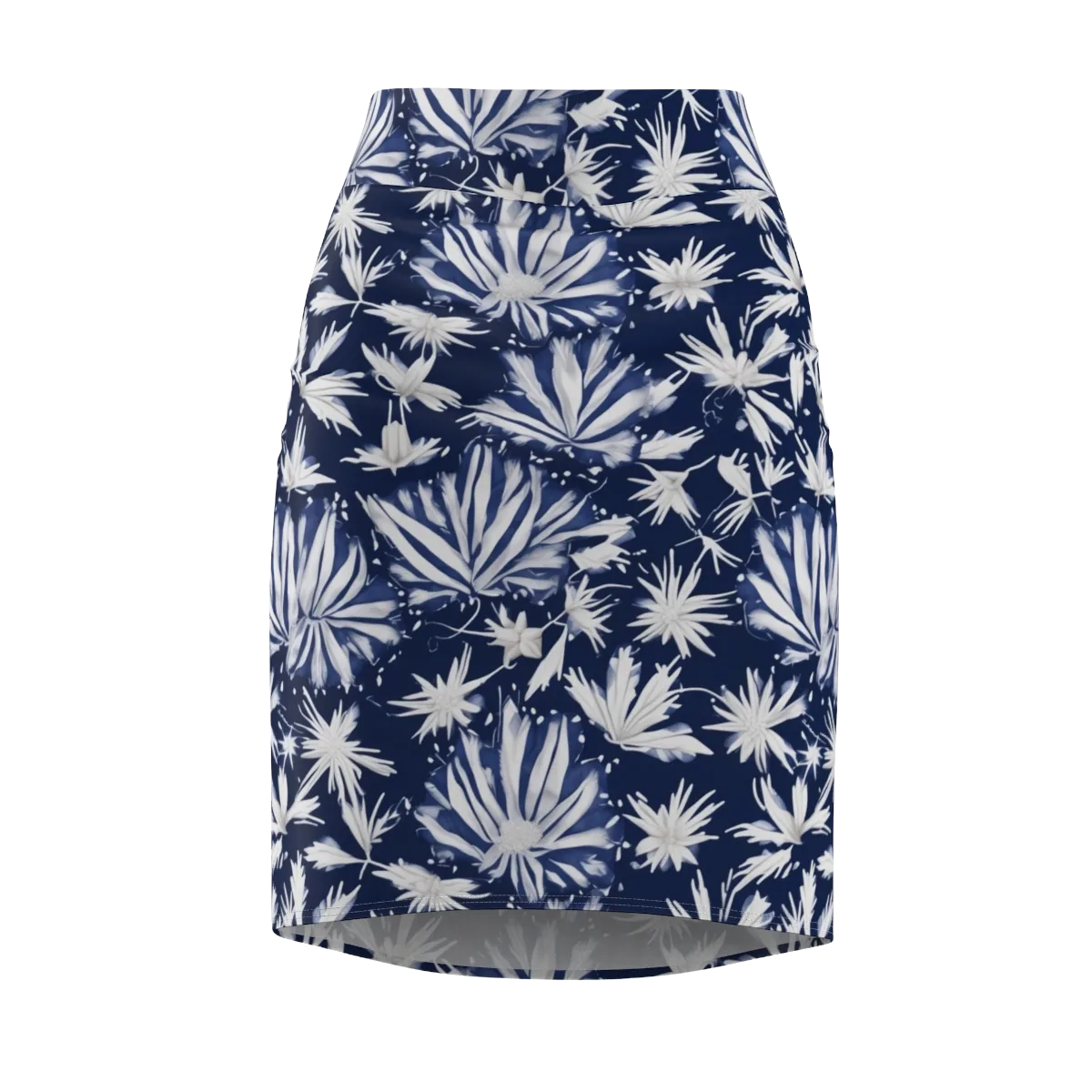 Moonlit Chrysanthemum on Pencil Skirt — Front