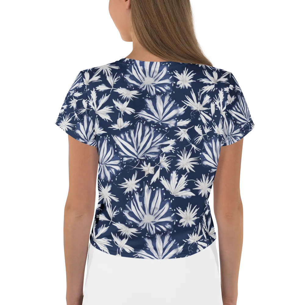 Moonlit Chrysanthemum on Crop Tee — Back