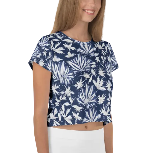 Moonlit Chrysanthemum on a Crop Tee