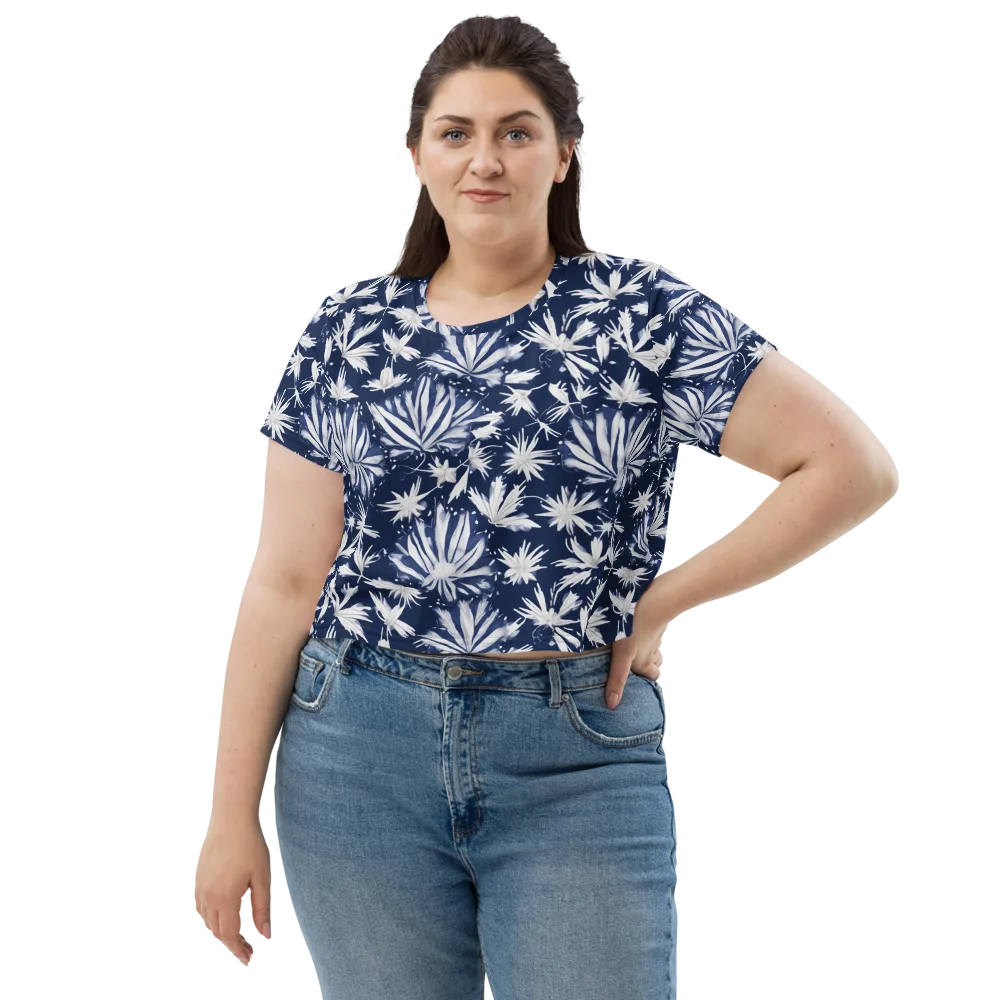 Moonlit Chrysanthemum on Crop Tee — Front