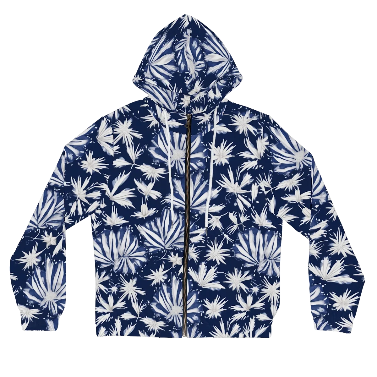 Moonlit Chrysanthemum on Women's Full-Zip Hoodie — Front