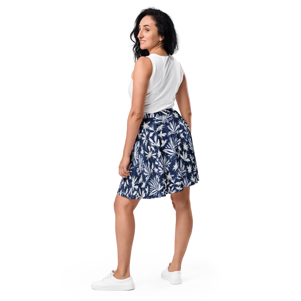 Moonlit Chrysanthemum on Skater Skirt — Back