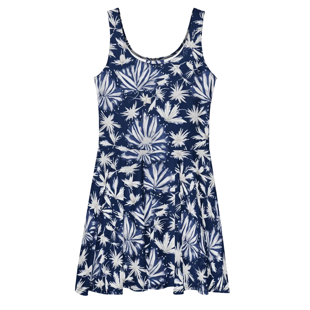 Moonlit Chrysanthemum on Skater Dress — Front