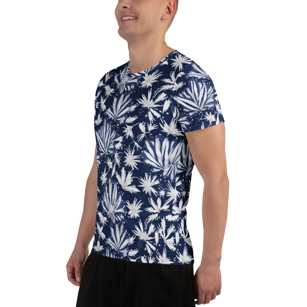Moonlit Chrysanthemum on Men's Athletic T-Shirt — Left