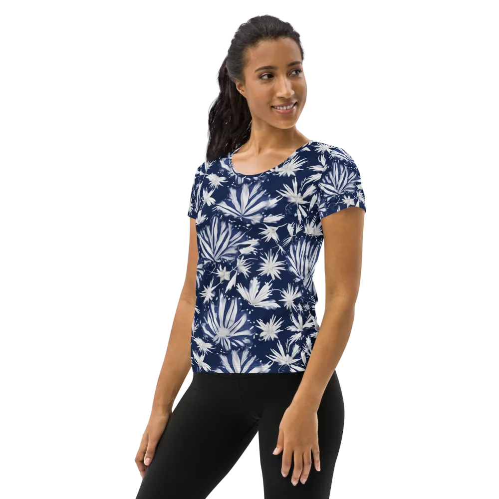 Moonlit Chrysanthemum on Women's Athletic T-Shirt — Left
