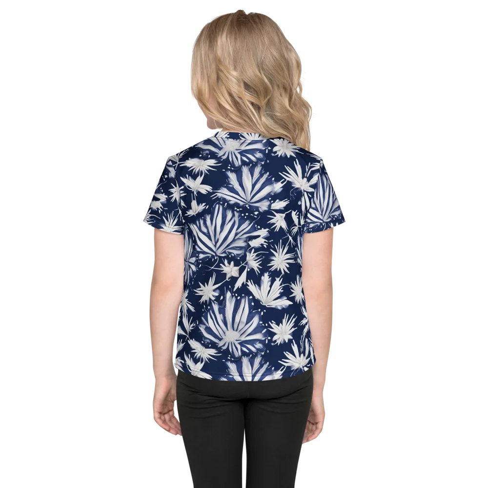 Moonlit Chrysanthemum on Kids Crew Neck T-Shirt — Back