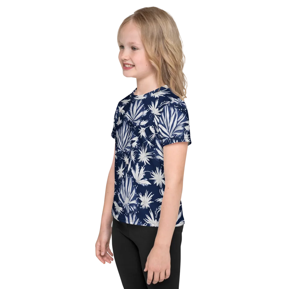 Moonlit Chrysanthemum on Kids Crew Neck T-Shirt — Left