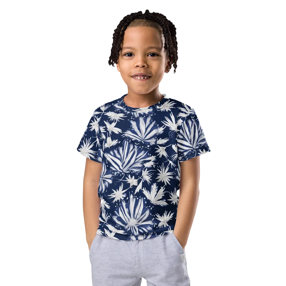 Moonlit Chrysanthemum on Kids Crew Neck T-Shirt — Front