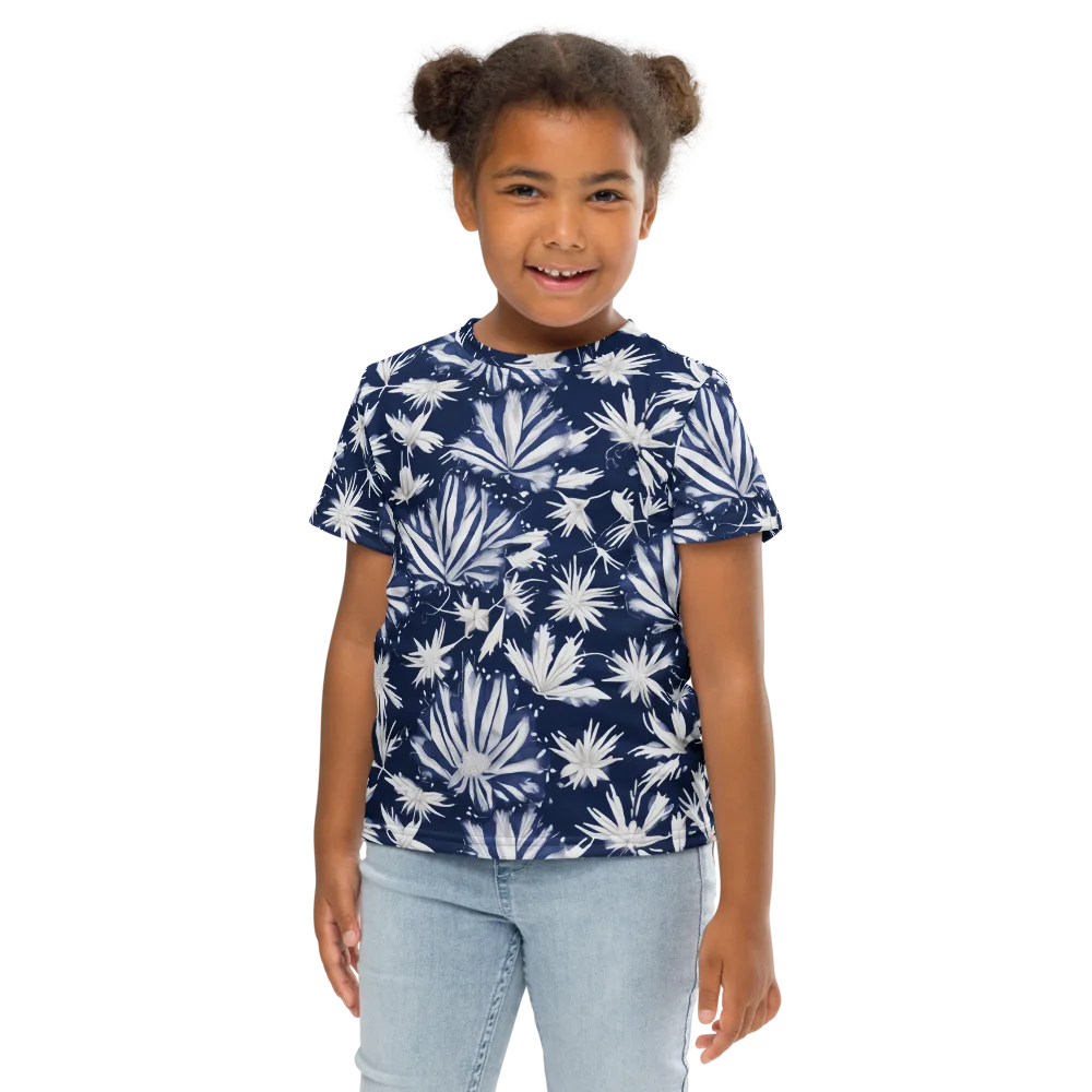 Moonlit Chrysanthemum on Kids Crew Neck T-Shirt — Front