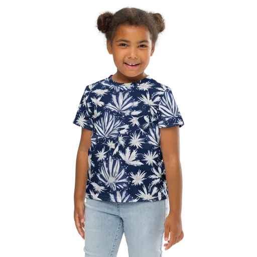 Moonlit Chrysanthemum on a Kids Crew Neck T-Shirt