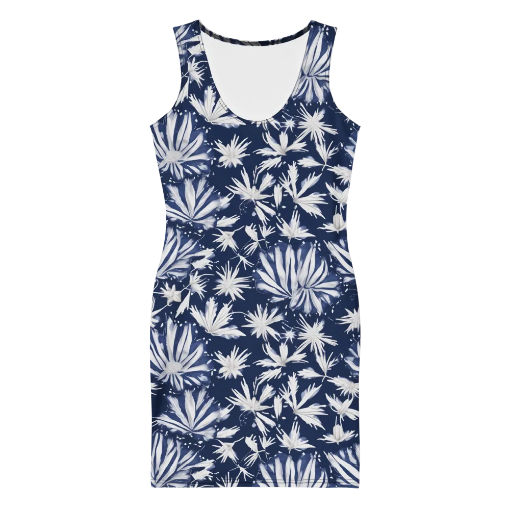 Moonlit Chrysanthemum on Bodycon Dress — Front