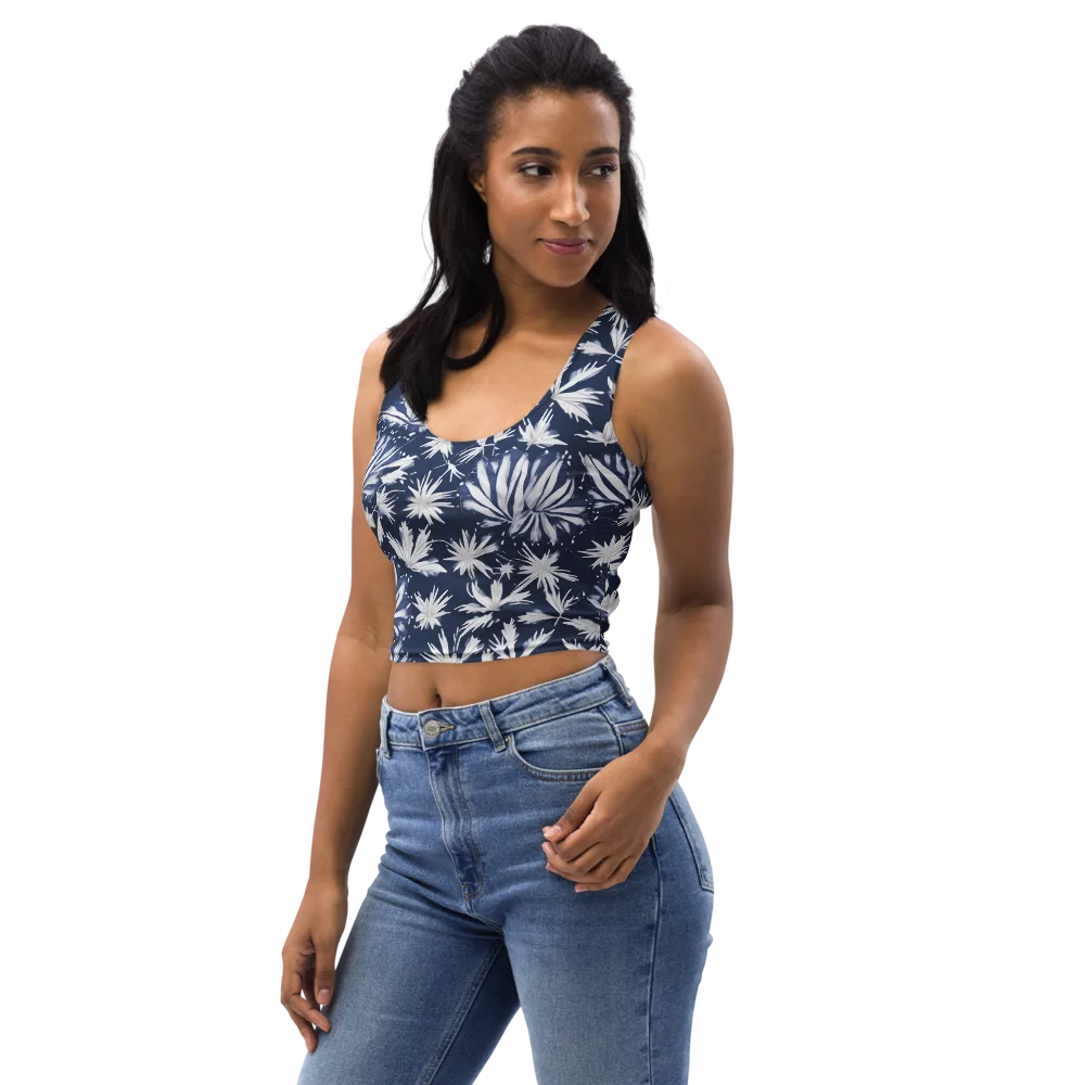 Moonlit Chrysanthemum on Crop Top — Left Front