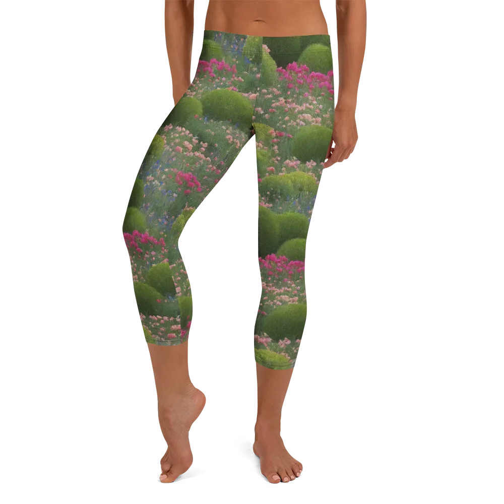 Meadow Mirage on Capri Leggings — Front