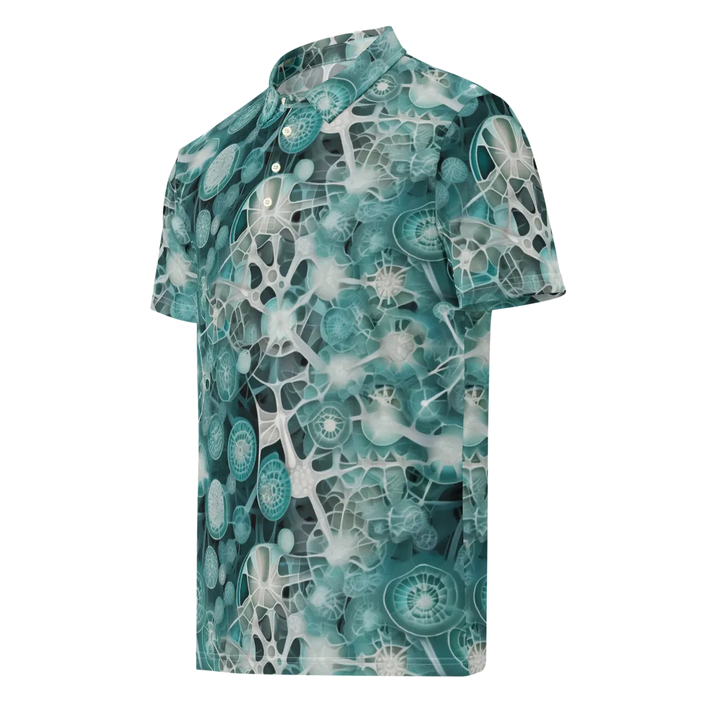 Aqua Neural Bloom on Men's Slim Fit Polo Shirt — Left Front