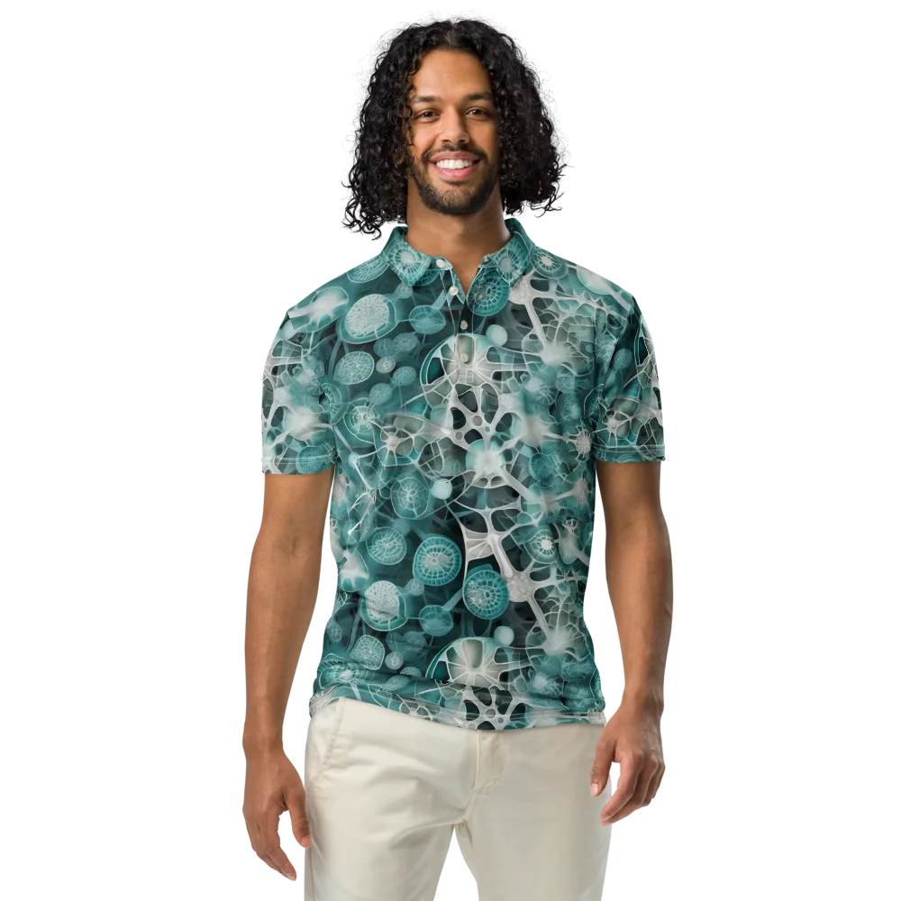 Aqua Neural Bloom on Men's Slim Fit Polo Shirt — Front