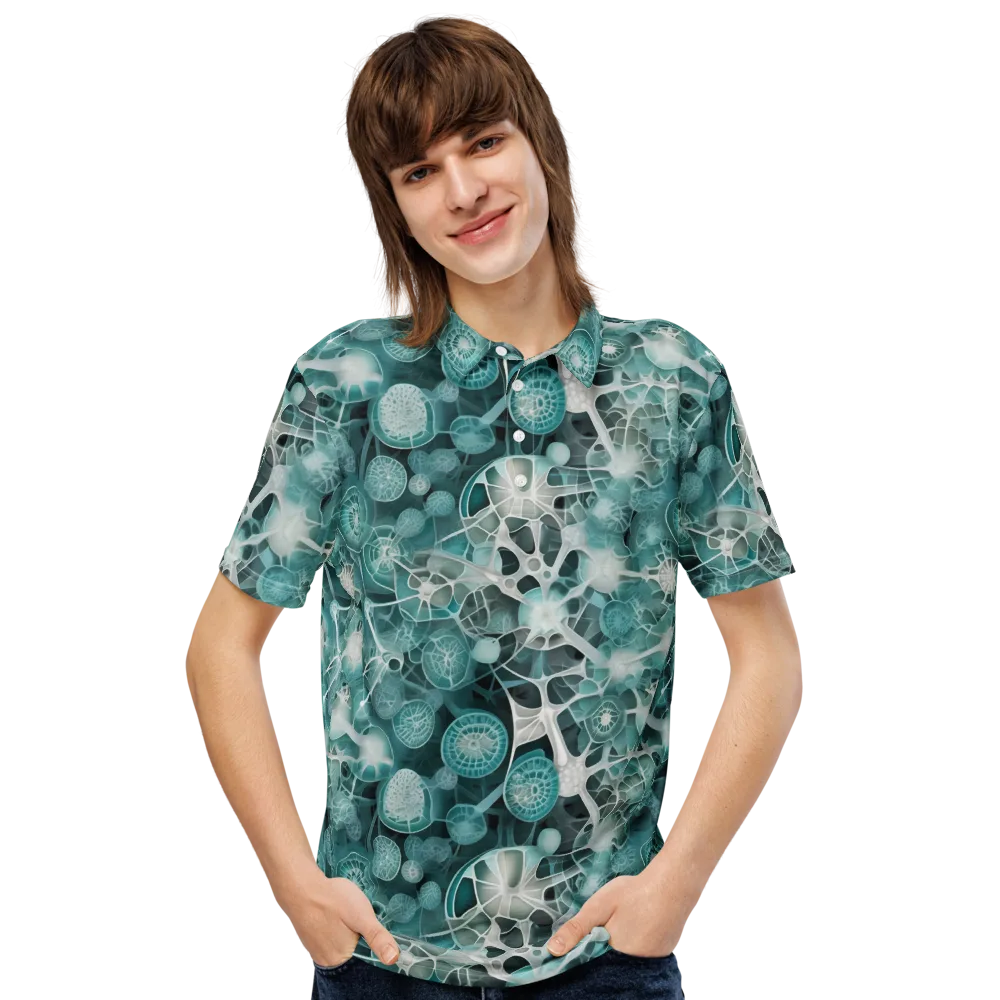 Aqua Neural Bloom on Men's Slim Fit Polo Shirt — Front