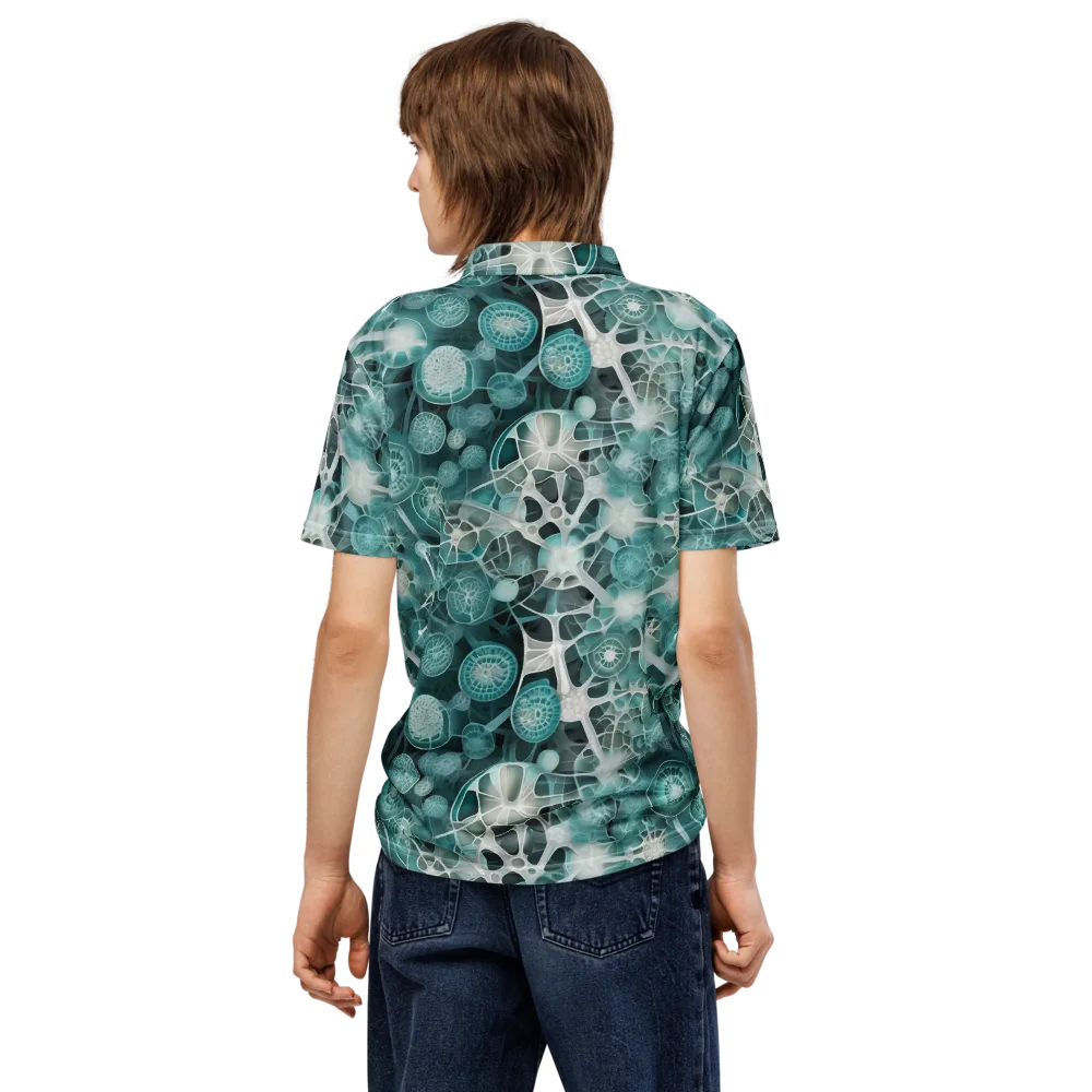 Aqua Neural Bloom on Men's Slim Fit Polo Shirt — Back