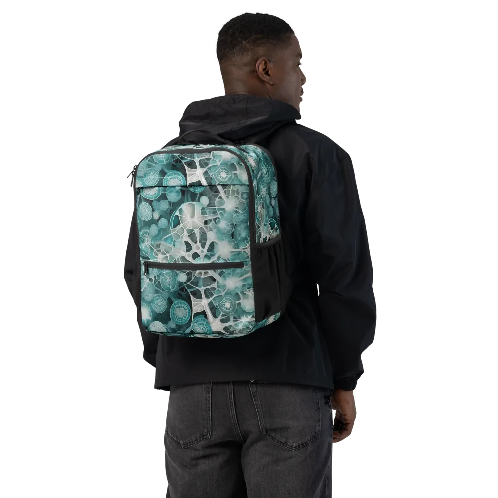Aqua Neural Bloom on Utility Backpack — Back