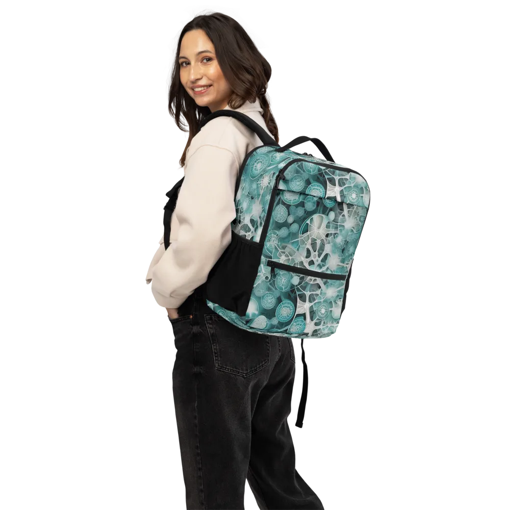 Aqua Neural Bloom on Utility Backpack — Back