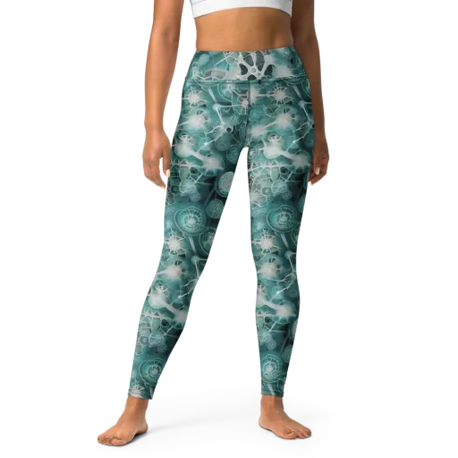 Aqua Neural Bloom on a Yoga Leggings